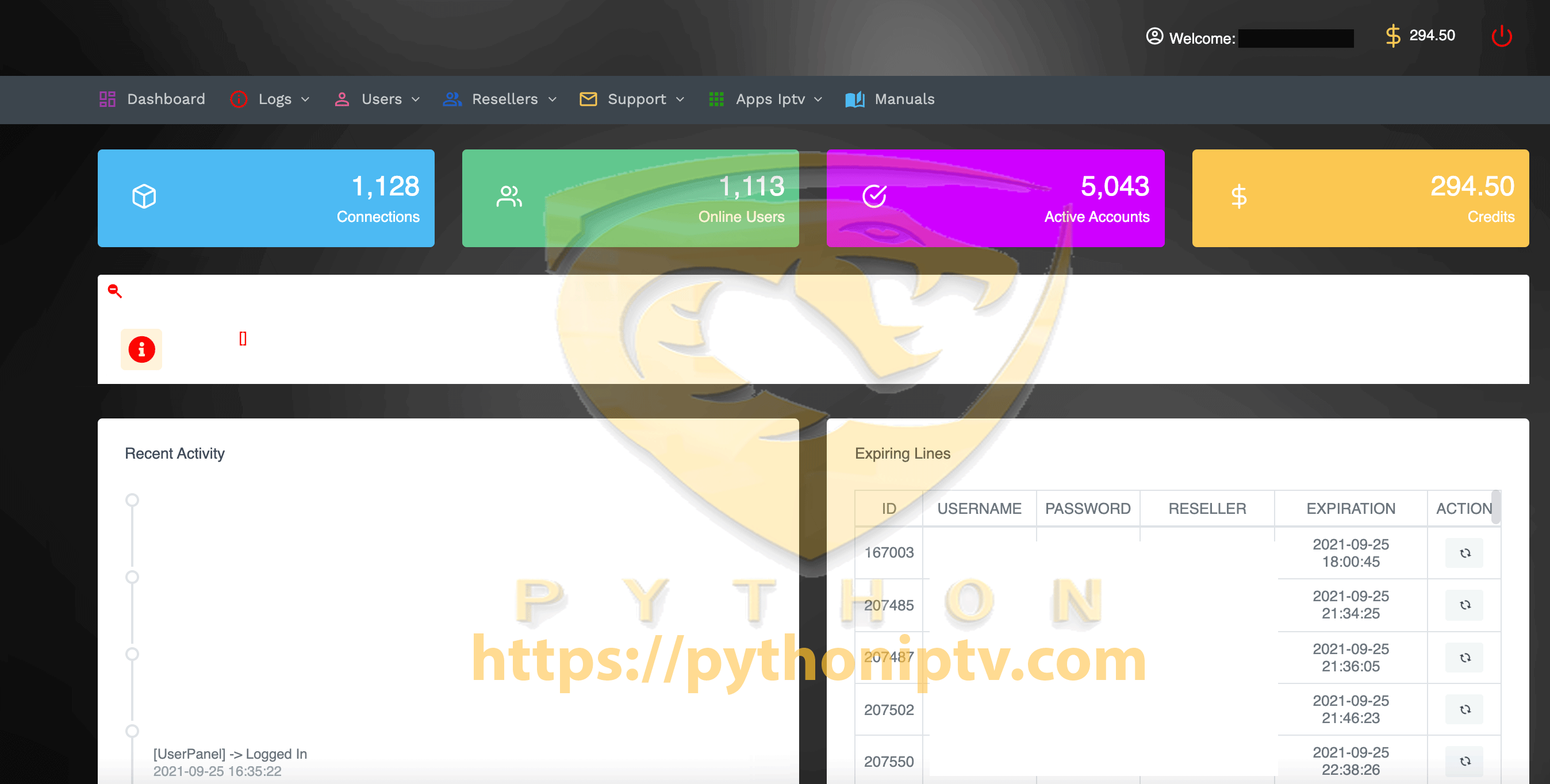 Python IPTV reseller panel